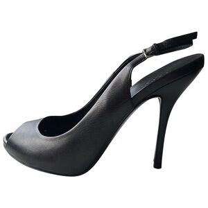 Gucci Black Peep-Toe Slingback Heels